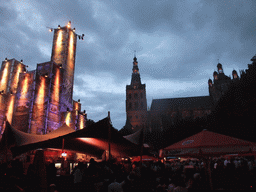 The `Theater aan de Parade` festival on the Parade square and the south side of St. John`s Cathedral, by night