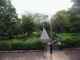 Memorial to the Irish Defence Forces who died in the service of the state, at Merrion Square West, viewed from the sightseeing bus