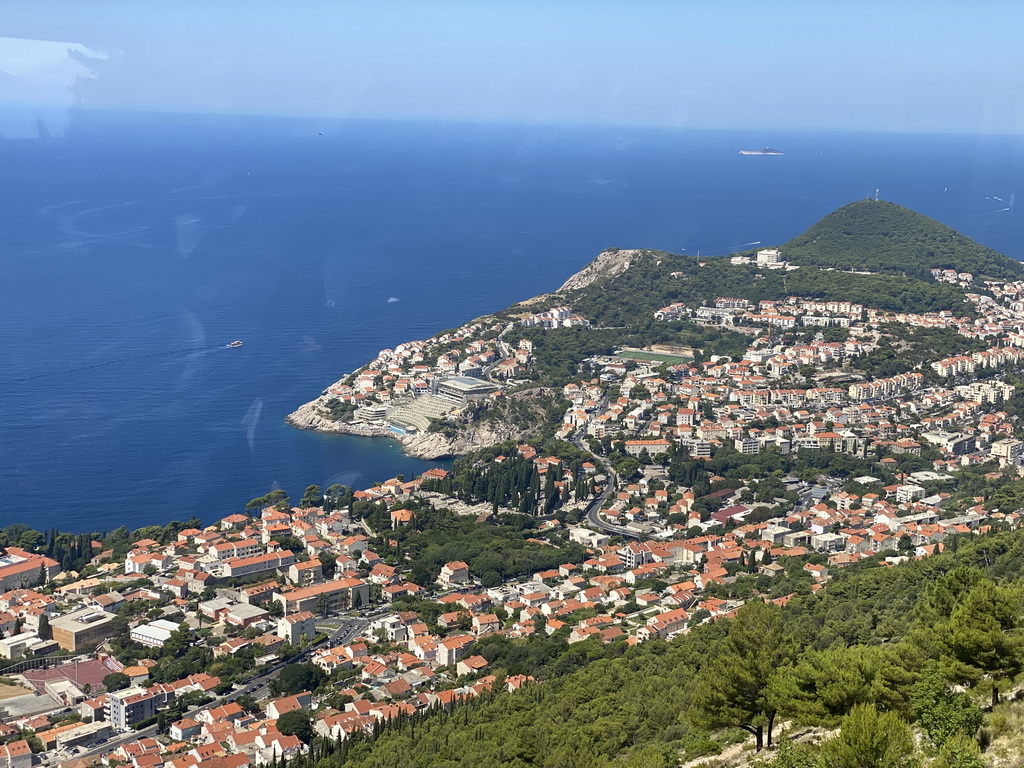 The Lapad peninsula with the Rixos Premium Dubrovnik hotel and the Velika Petka Hill, viewed from the terrace of the Restaurant Panorama at Mount Srd