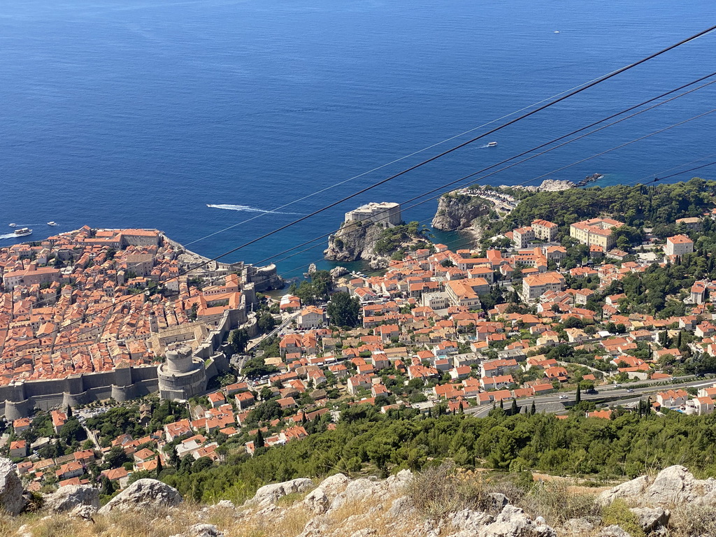 The west side of the Old Town and Fort Lovrijenac, viewed from the terrace of the Restaurant Panorama at Mount Srd