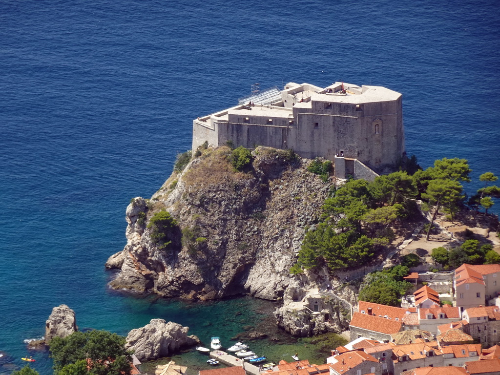 Fort Lovrijenac and the Dubrovnik West Harbour, viewed from the terrace of the Restaurant Panorama at Mount Srd