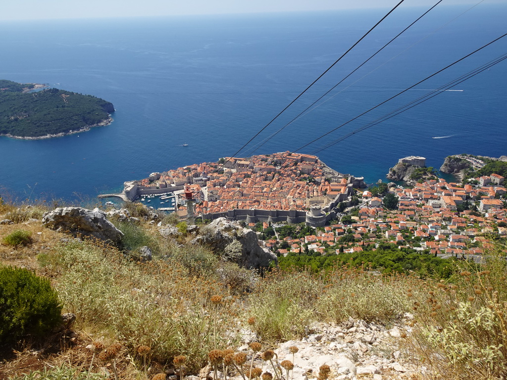 The Old Town, Fort Lovrijenac and the Lokrum island, viewed from the terrace of the Restaurant Panorama at Mount Srd