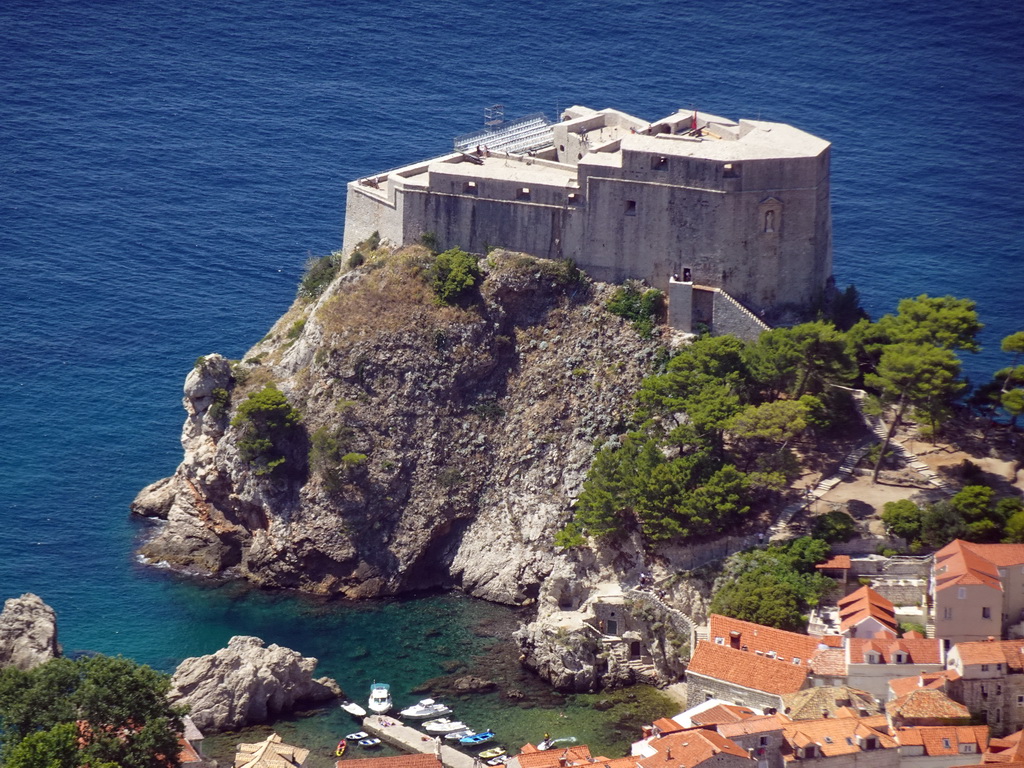 Fort Lovrijenac and the Dubrovnik West Harbour, viewed from the terrace of the Restaurant Panorama at Mount Srd