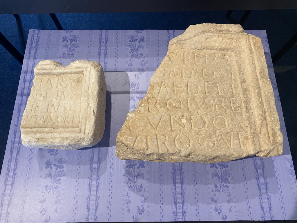 Stones with Latin inscriptions at the upper floor of the Rector`s Palace