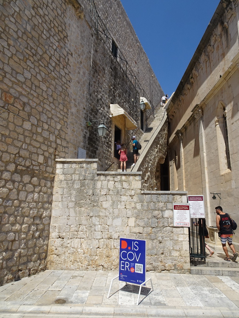 Staircase to the city walls at the west side of the Stradun street