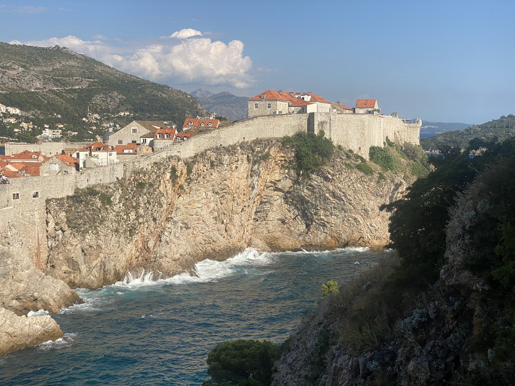 The Old Town with the southwestern city walls, viewed from the staircase to Fort Lovrijenac