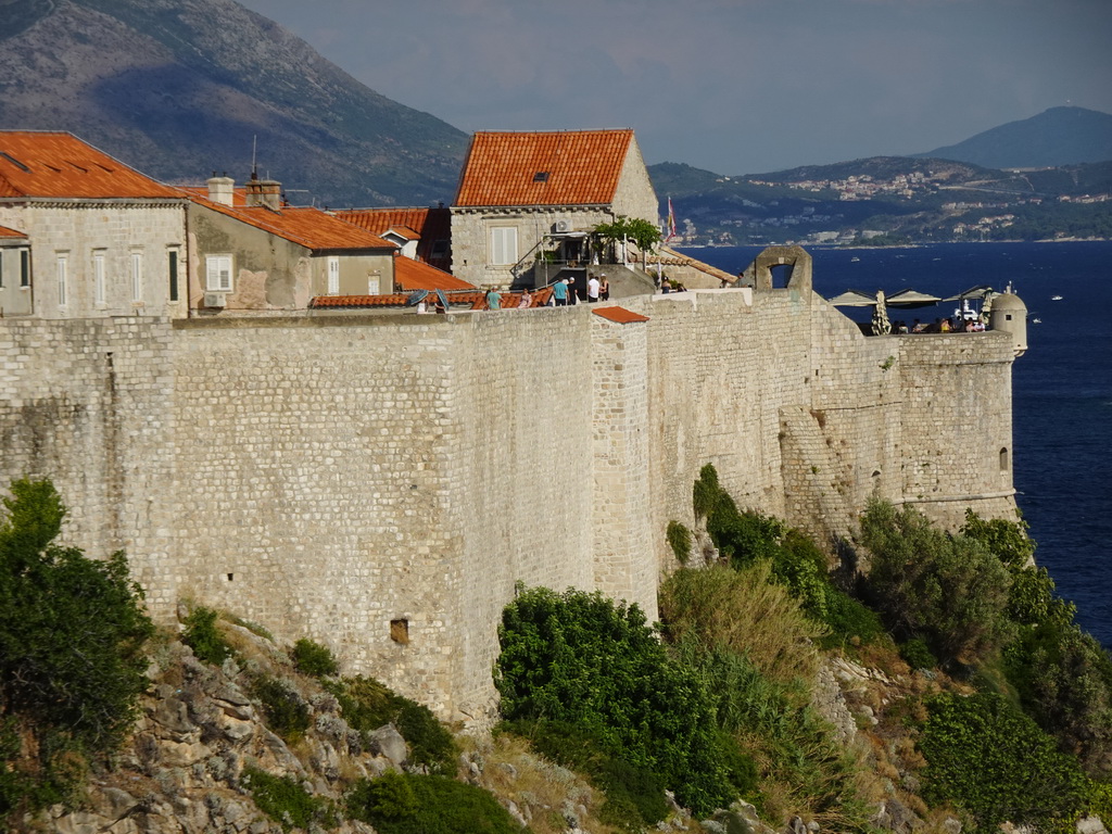 The Old Town with the southwestern city walls and the Caffe Bar Sv. Petar, viewed from the second floor of Fort Lovrijenac