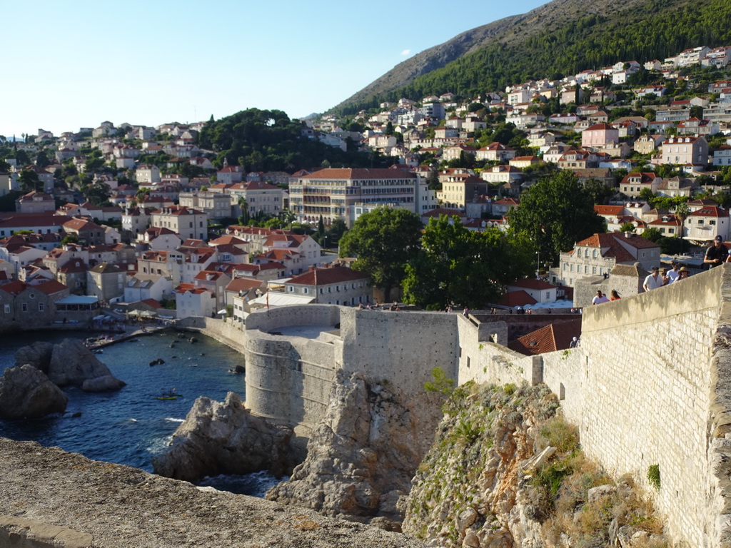 The southwestern city walls, the Tvrdava Bokar fortress and Kolorina Bay, viewed from the top of the Kula sv. Marije fortress