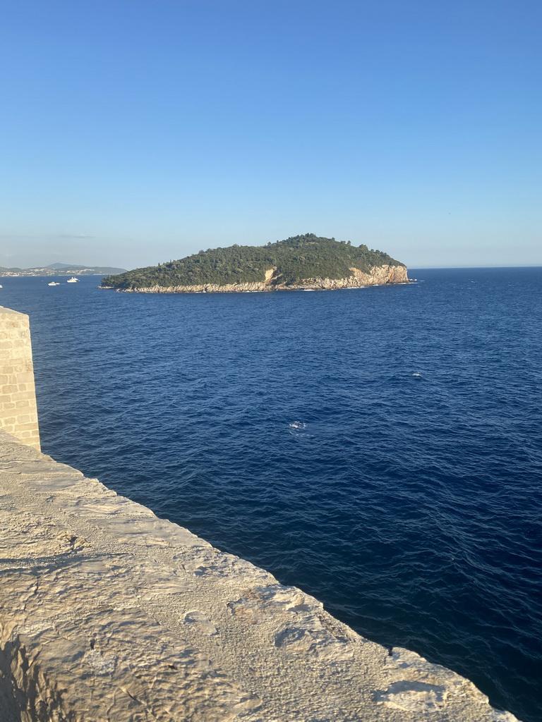 The Lokrum island, viewed from the top of the southern city walls