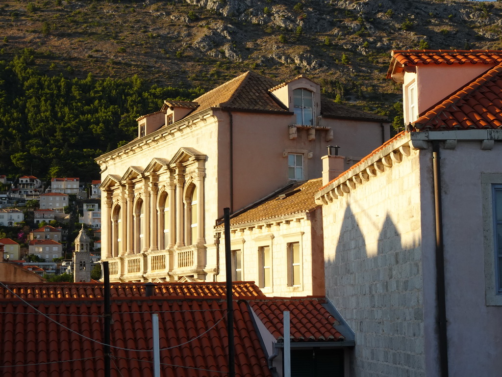 The tower of the Dominican Monastery and other buildings at the Old Town, viewed from the top of the Kula sv. Stjepan fortress