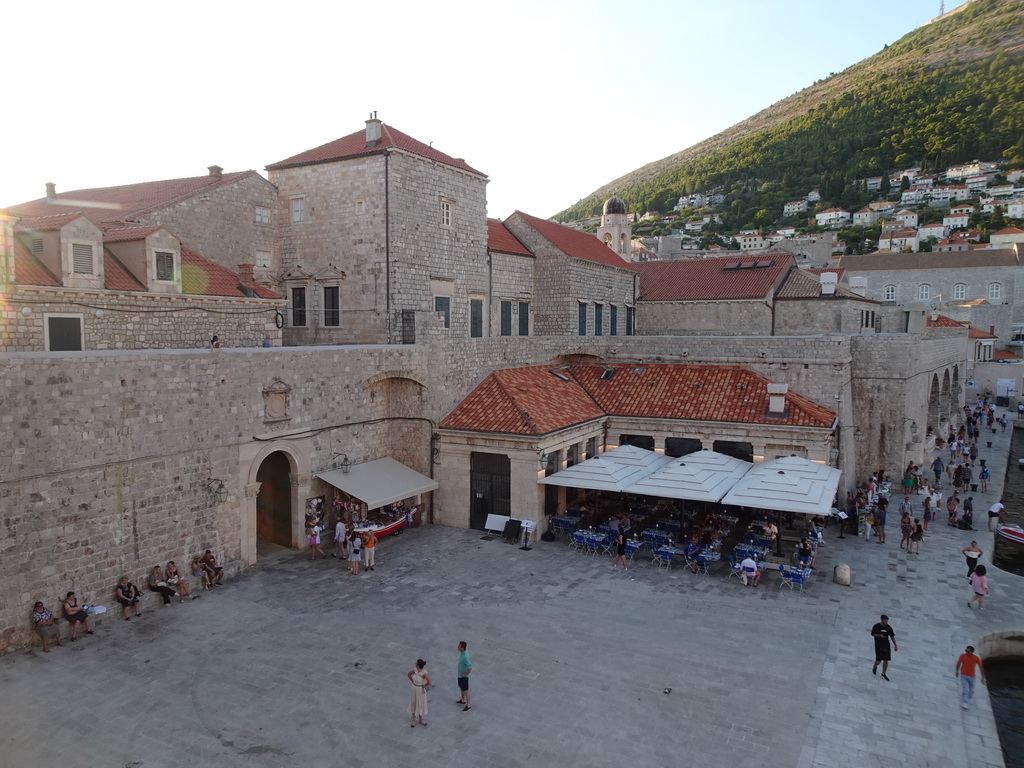 The Old Port with the gate to the Poljana Marina Drica street and the Bell Tower, viewed from the eastern city walls