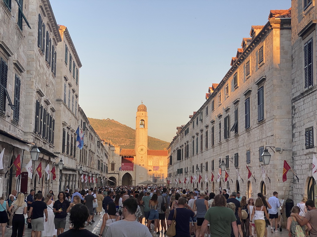 The east side of the Stradun street with the Bell Tower