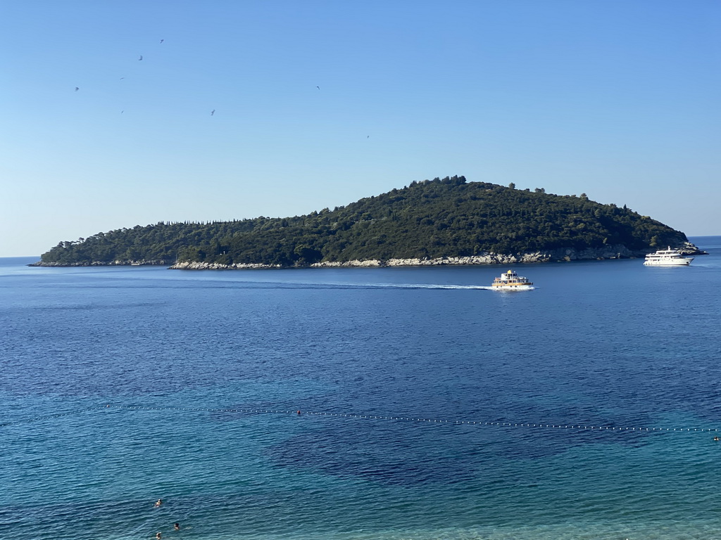 The Lokrum island, viewed from the tour bus to Perast on the Ulica Frana Supila street