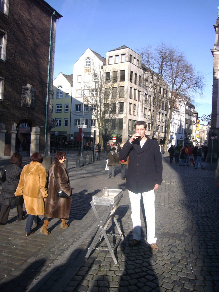 Tim having Altbier beer in the Altstadt