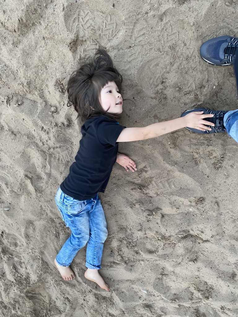 Max in the sand at the main playground at the Landal Coldenhove holiday park