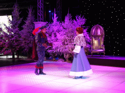 Actors during the `Fire Prince and Snow Princess` show at the IJspaleis attraction at the Reizenrijk kingdom, during the Winter Efteling