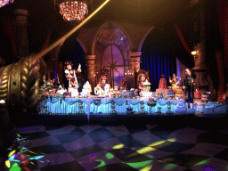 Jester Pardoes, King Pardulfus, Princess Pardijn and lackey O.J. Punctuel at the Royal Hall in the Symbolica attraction at the Fantasierijk kingdom, during the Winter Efteling