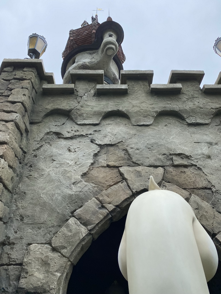 The facade of the Six Swans attraction at the Fairytale Forest at the Marerijk kingdom, viewed from one of the boats