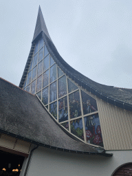`Stained glass` drawings at the back side of the House of the Five Senses, the entrance to the Efteling theme park