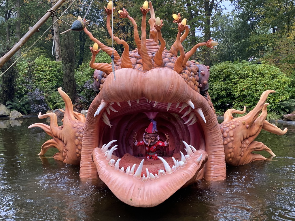 Pinocchio in the giant fish at the Pinocchio attraction at the Fairytale Forest at the Marerijk kingdom