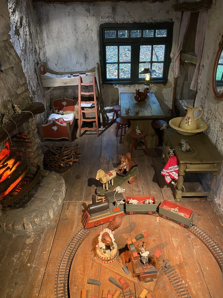 Interior of the Wolf and the Seven Kids attraction at the Fairytale Forest at the Marerijk kingdom