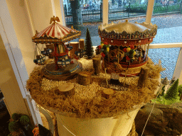 Scale models of carousels at the In den Ouden Marskramer souvenir shop at the Marerijk kingdom