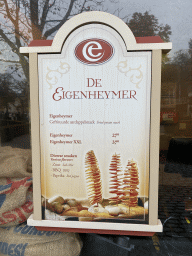 Menu of the Eigenheymer restaurant at the Sint Nicolaasplaets square at the Marerijk kingdom