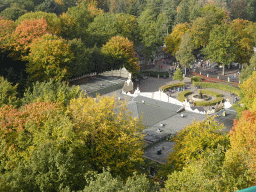 The Carrouselpaleis attraction and the Carrouselplein square at the Marerijk kingdom, viewed from the Pagoda attraction at the Reizenrijk kingdom