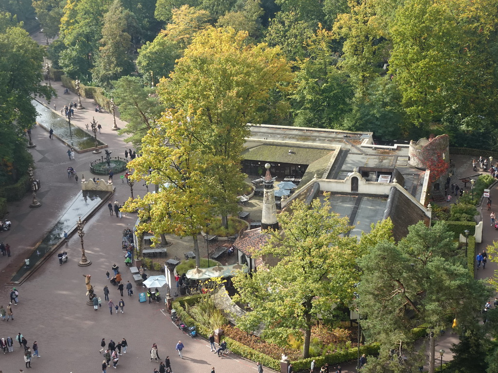 The Polles Keuken restaurant at the Fantasierijk kingdom, viewed from the Pagoda attraction at the Reizenrijk kingdom