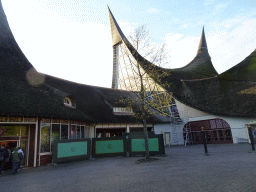 The Efteldingen souvenir shop and the House of the Five Senses, the entrance to the Efteling theme park, at the Dwarrelplein square