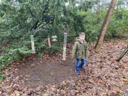 Max with bird food at the Herautenplein square at the Fairytale Forest at the Marerijk kingdom