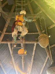Statue of Sindbad hanging from the ceiling of the Sirocco attraction at the Reizenrijk kingdom