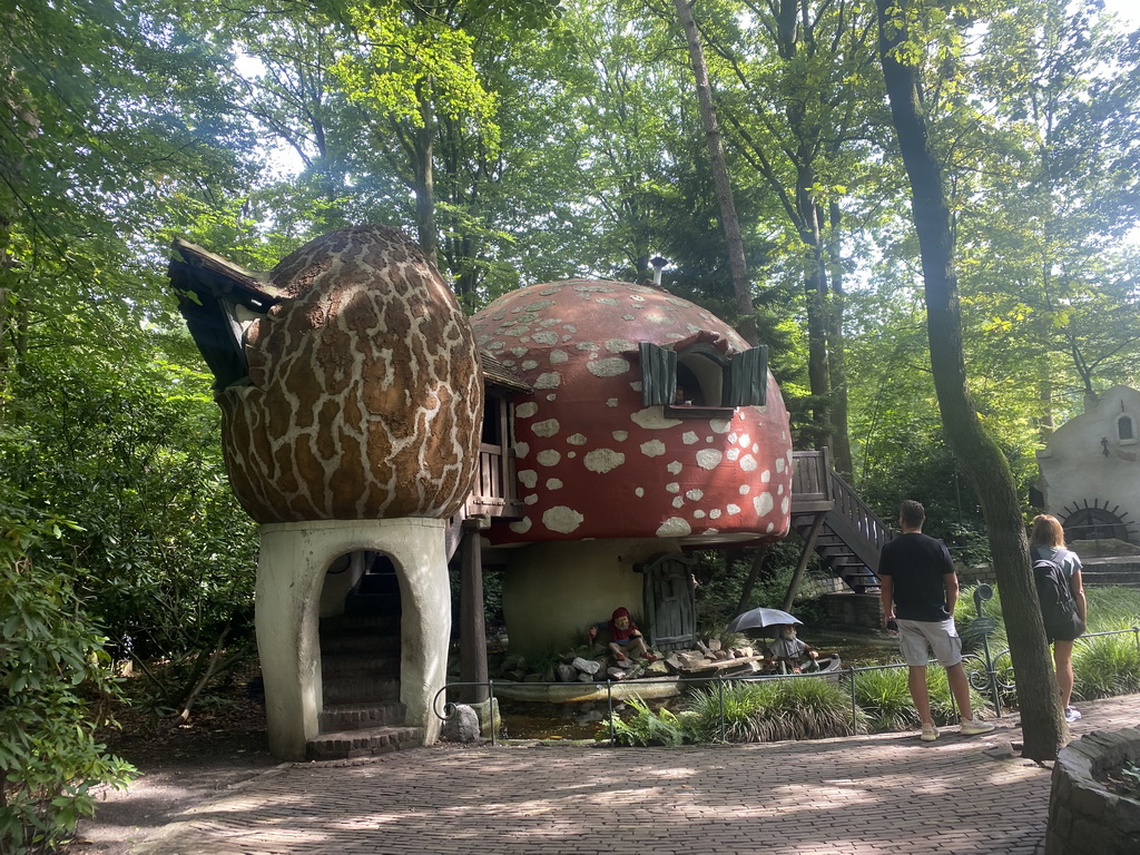 House with fishing gnomes at the Gnome Village attraction at the Fairytale Forest at the Marerijk kingdom