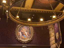 Chandeleer and portrait of King Pardulfus in the Lobby of the Symbolica attraction at the Fantasierijk kingdom