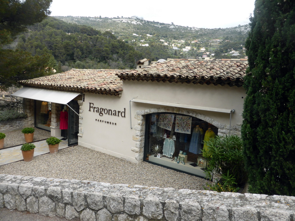 Front of the Fragonard perfume shop at the Avenue du Jardin Exotique