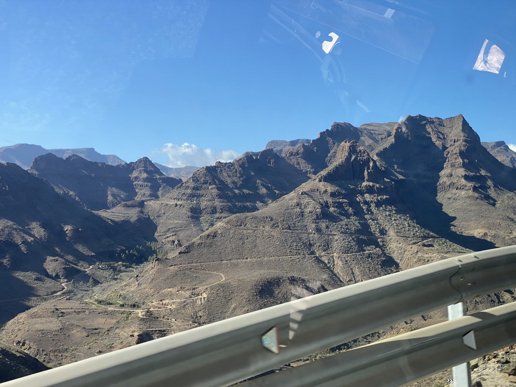 The Barranco de Fataga ravine, viewed from the tour bus on the GC-60 road