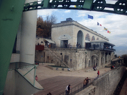 The Bastille and its restaurant, viewed from the cable lift from the Bastille