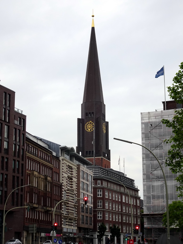 Tower of St. James` Church, viewed from the Domplatz square