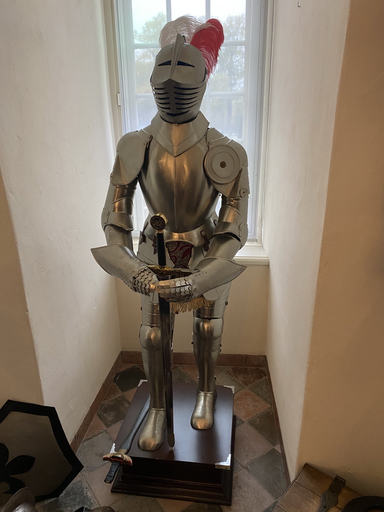 Knight`s armour at the meeting room at the ground floor of the main building of the Heeswijk Castle, during the `Sint op het Kasteel 2022` event