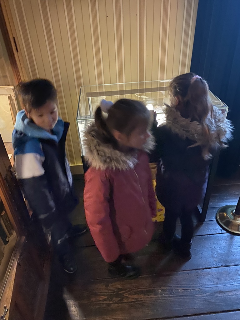 Max and his cousins with the Book of Sinterklaas at the writing room at the first floor of the main building of the Heeswijk Castle, during the `Sint op het Kasteel 2022` event