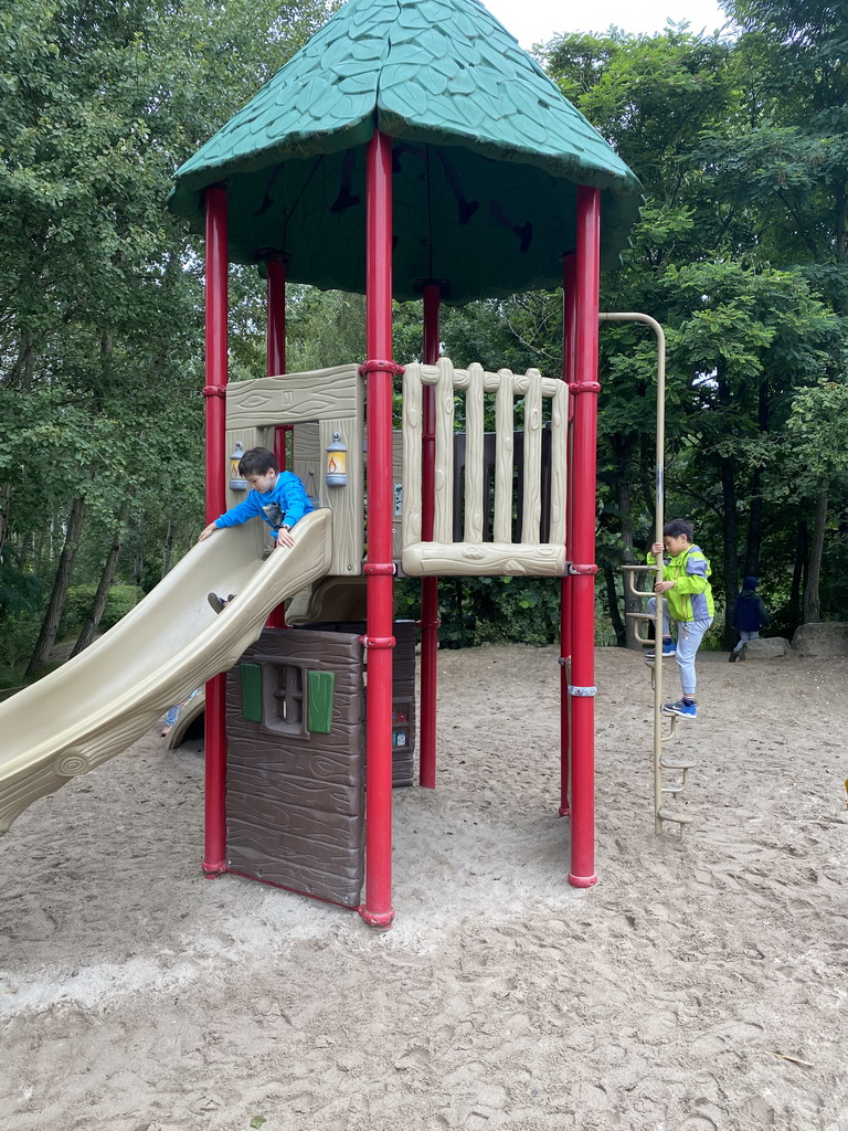 Max and his friend at the playground near the Hamadryas Baboons at the Safaripark Beekse Bergen