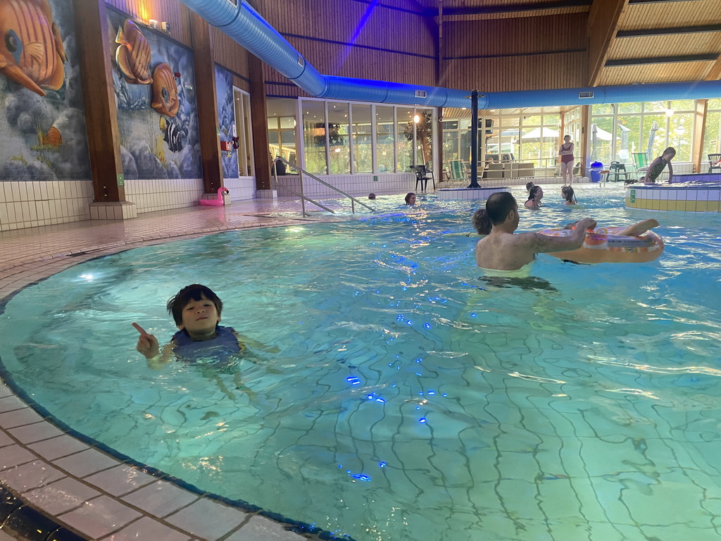 Max at the swimming pool at the Landal Miggelenberg holiday park