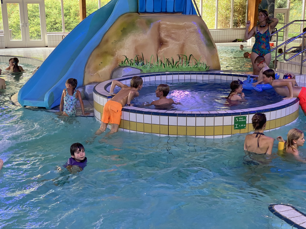 Max at the swimming pool at the Landal Miggelenberg holiday park