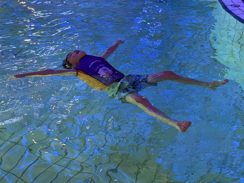 Max at the swimming pool at the Landal Miggelenberg holiday park