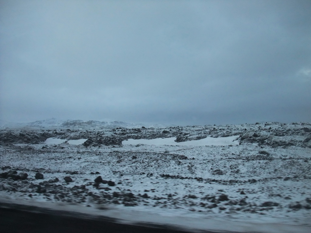 Mountains west of Hveragerthi, viewed from the rental car on the Suðurlandsvegur road