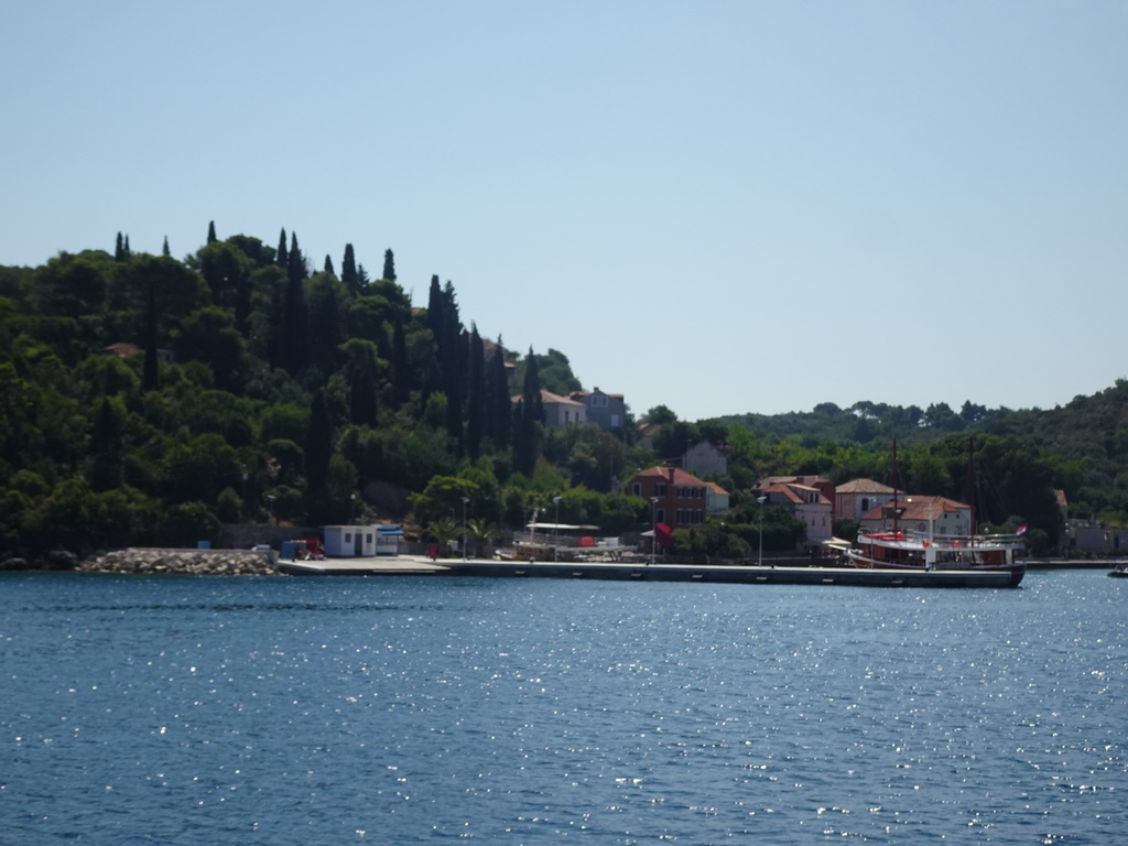 Boats at the Kolocep Harbour, viewed from the Elaphiti Islands tour boat