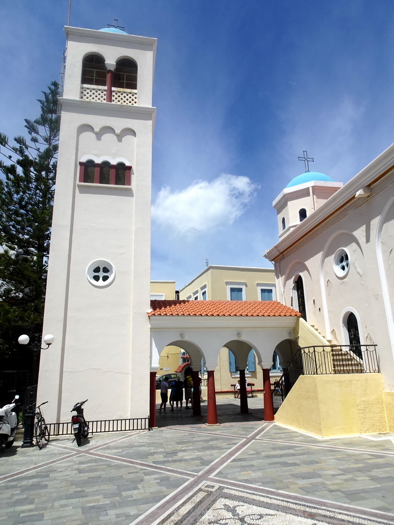 Tower and southwest side of the Church of Agia Paraskevi at the Platía Agias Paraskevis square