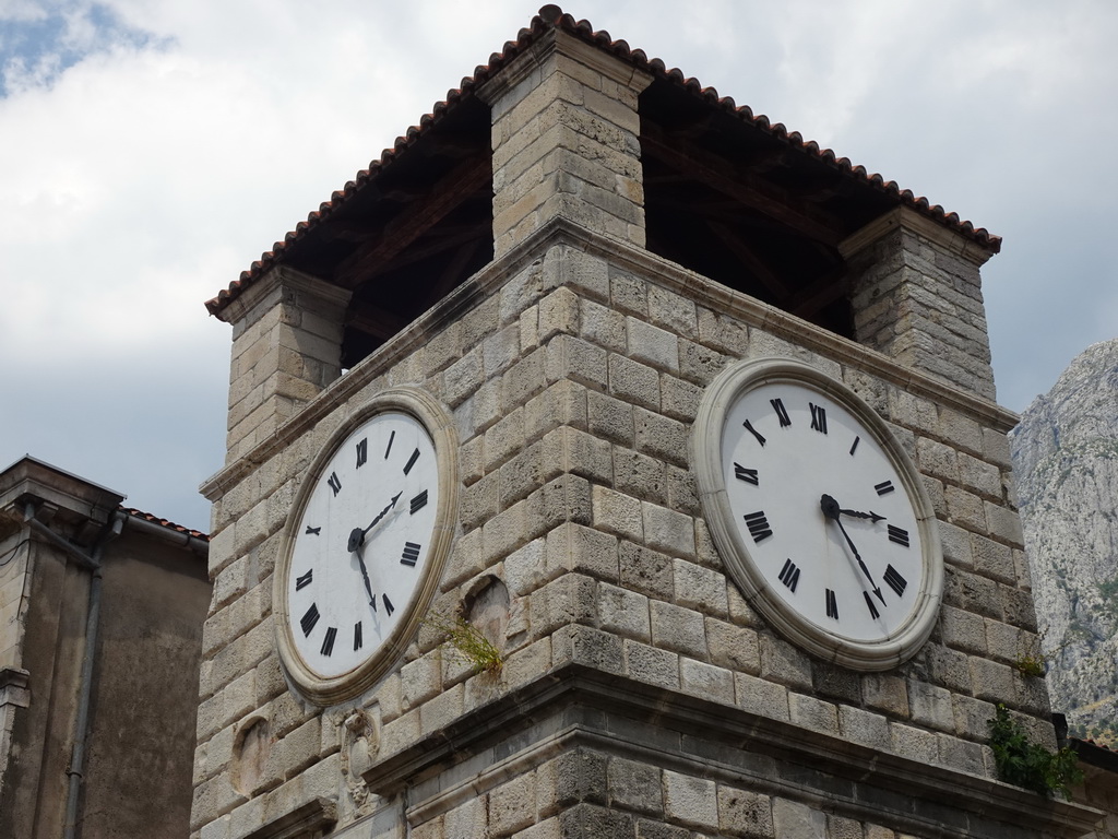 The top of the Clock Tower, viewed from the Square of the Arms