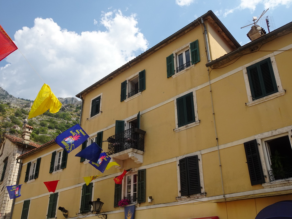 Flags hanging over the south side of the Square of the Arms