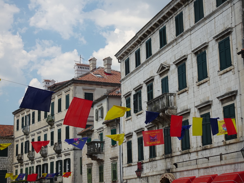 Flags hanging over the northeast side of the Square of the Arms